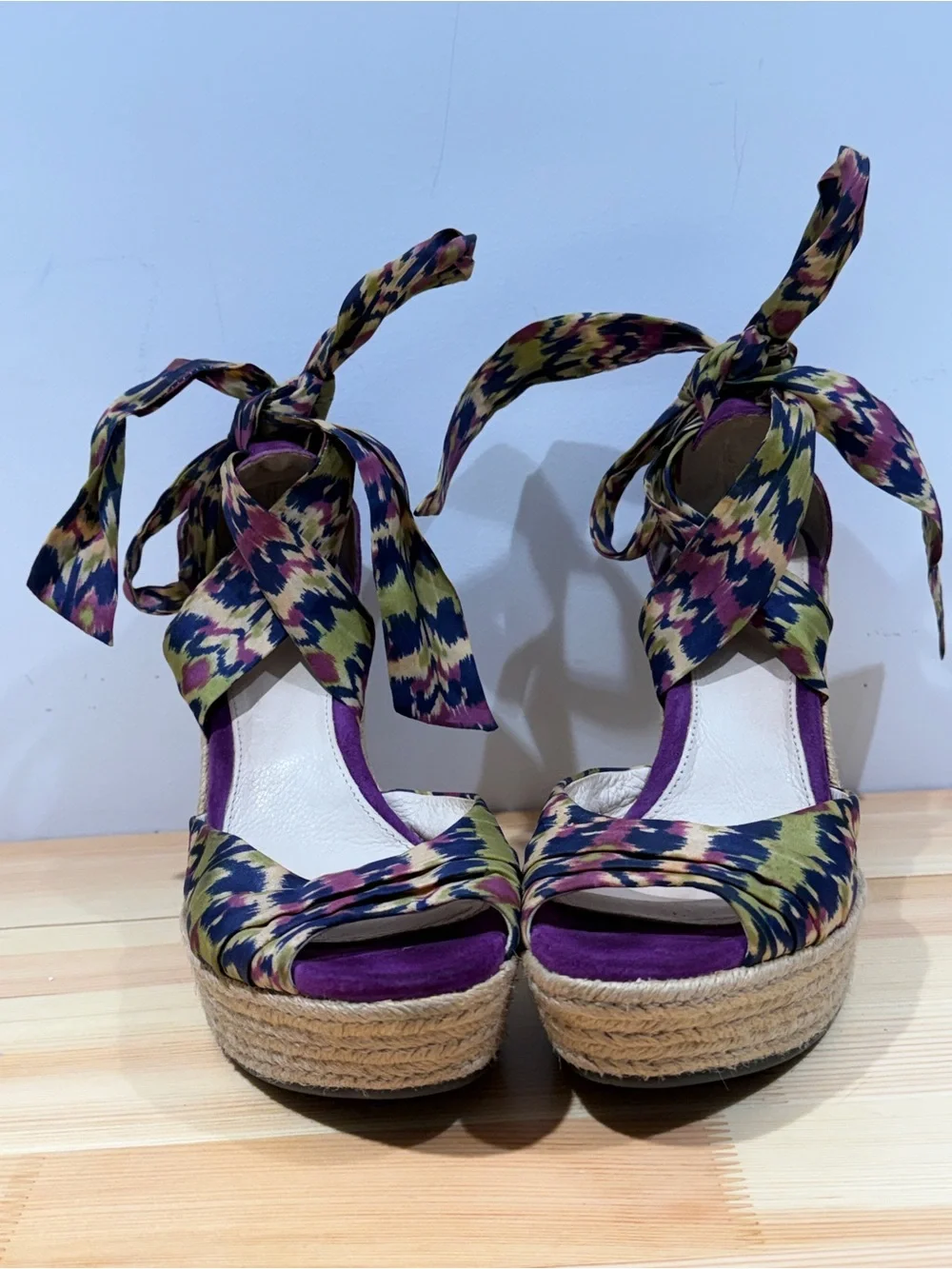 UGG Lucianna Marrakech Silk Tie Espadrille Wedges - Purple/Multi